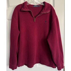 Polo Ralph Lauren 1/4 Zip Sweater Burgundy Maroon Pullover Pony Logo Mens XXL